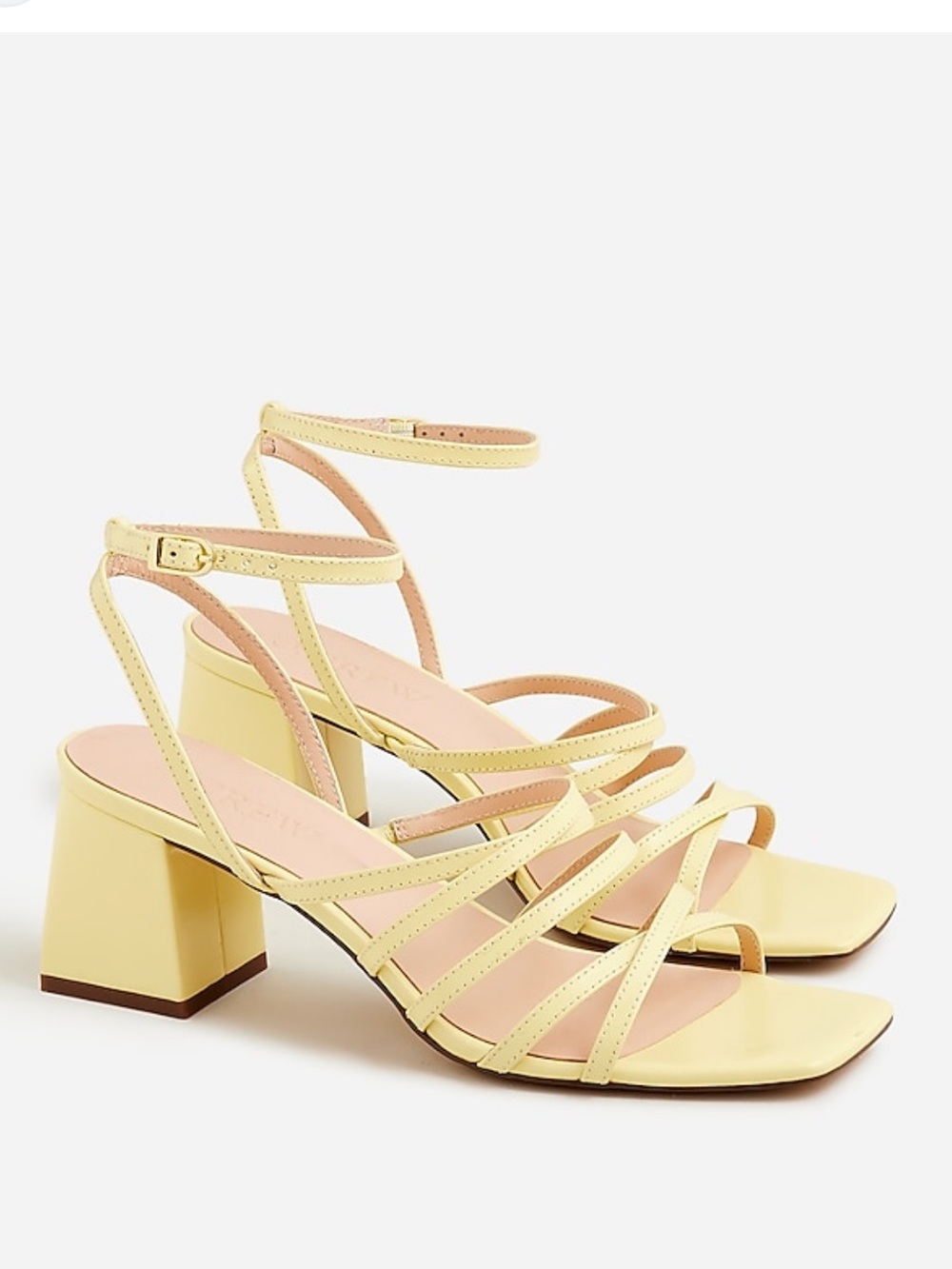 J.CREW Women's Layne Yellow Strappy-Sandal Leather Heels Size 10